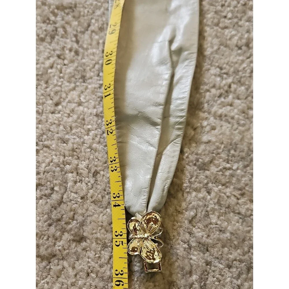Gray Leather Belt With Silver Tone Butterfly Clasp Small/Medium